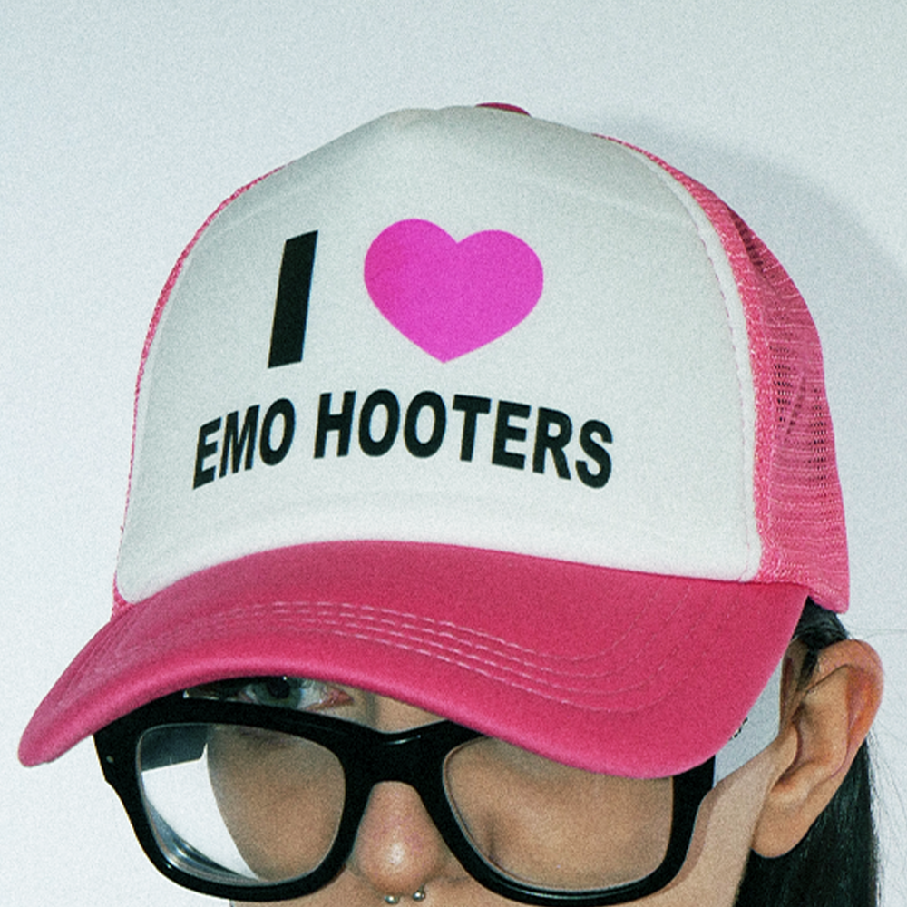 I Love EMO HOOTERS Pink Trucker Hat