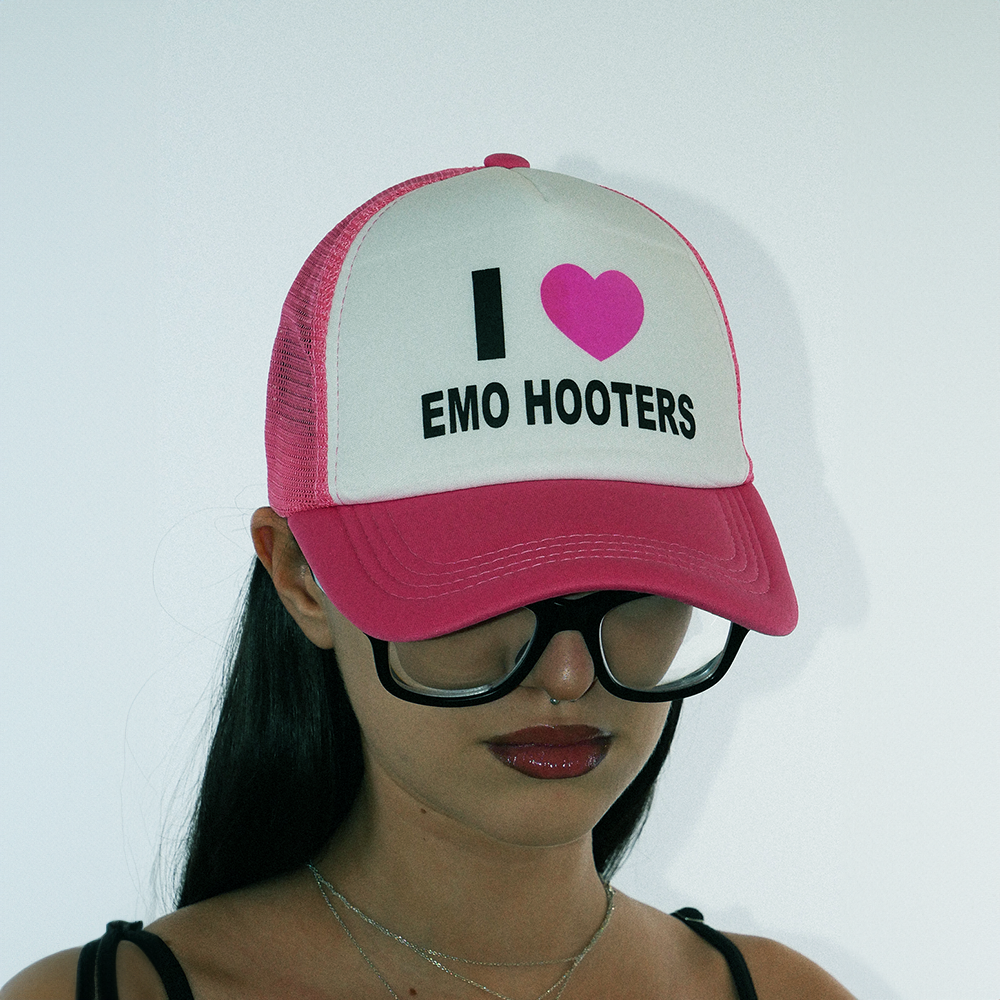 I Love EMO HOOTERS Pink Trucker Hat